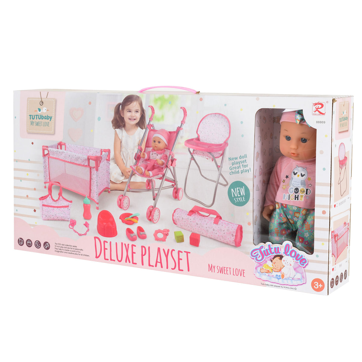 Tutu love Кукла 36cm розов сет 88869