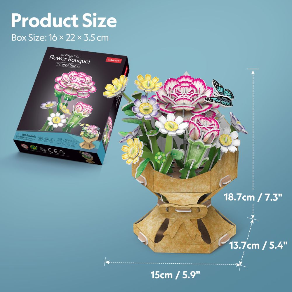 CubicFun Пъзел 3D Flower Bouquet Карамфил 134ч.