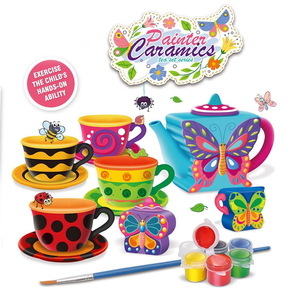 Керамичен сервиз за чай за оцветяване Painted Ceramics Пеперуди 15ч.